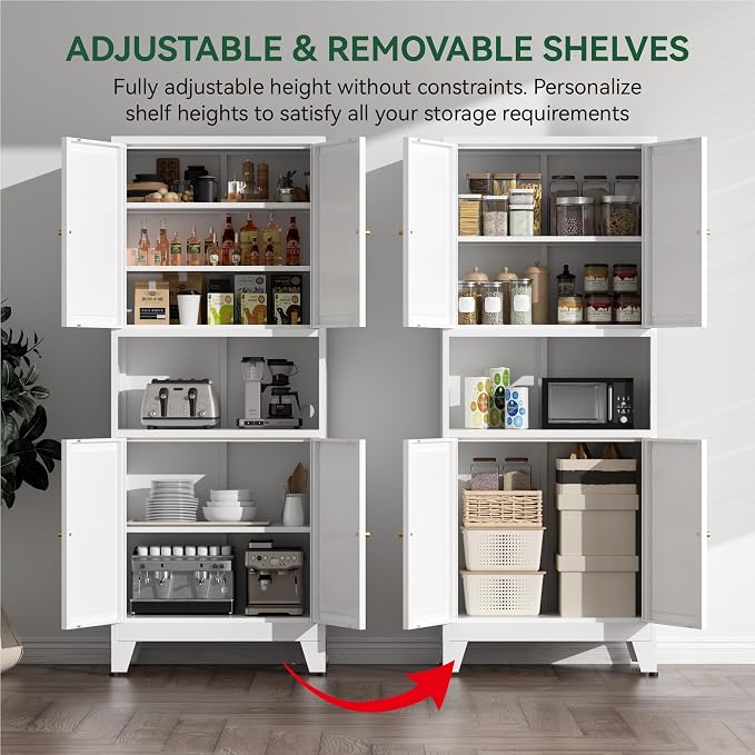 COFaR 69" Tall Modern Kitchen Pantry, Metal Storage Cabinet - Image 5