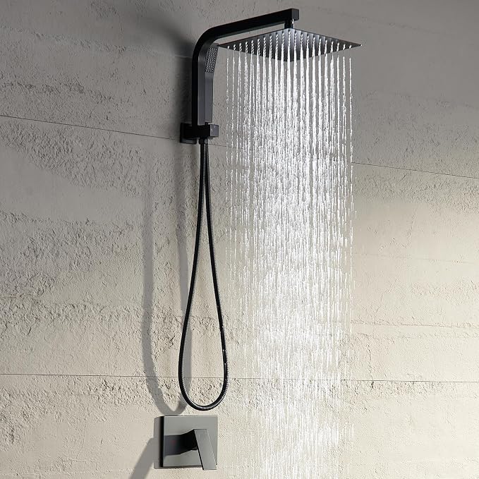 Black Shower Head and Handle Set, Shower Faucet Set - Image 2