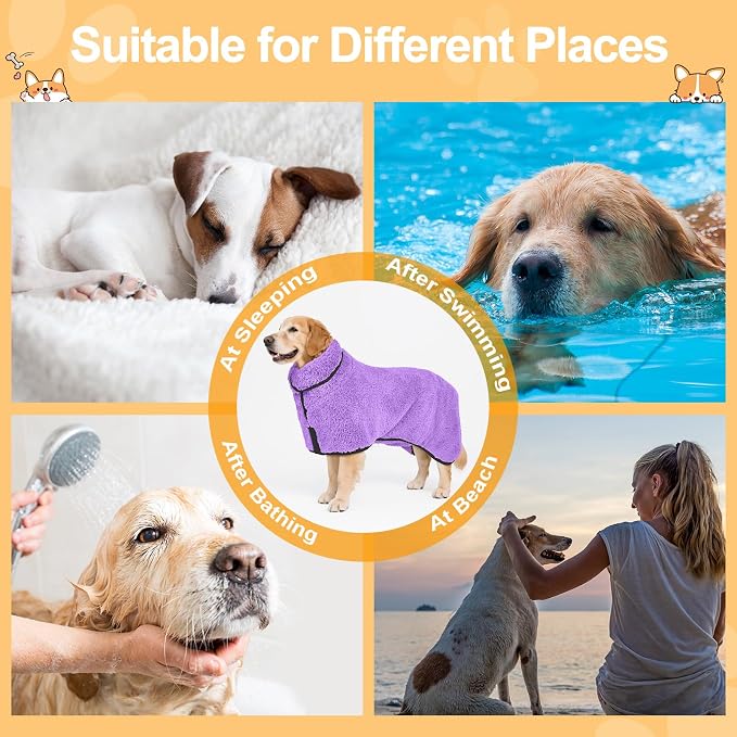 Bienbee Dog Bathrobe, Quick Drying Super Absorbent Dog Robes - Image 6