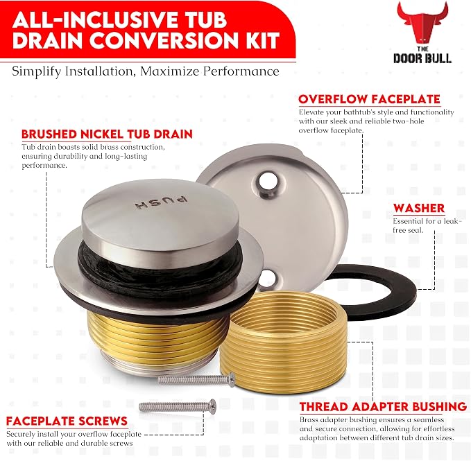 Tip-Toe Bathtub Drain Trim Kit - Image 3