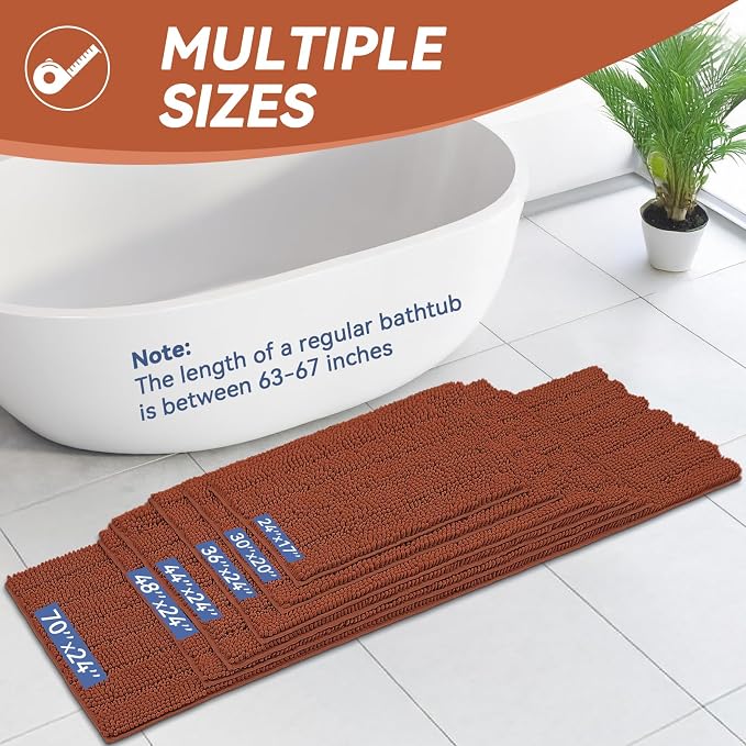 Bcoimo 24"×17" Chenille Bath Mat – Non-Slip - Image 2