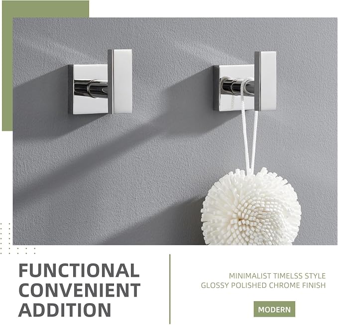 Angle Simple Bath Towel Hook 2 Pack, Stainless Steel Square Robe Coat Holder - Image 7