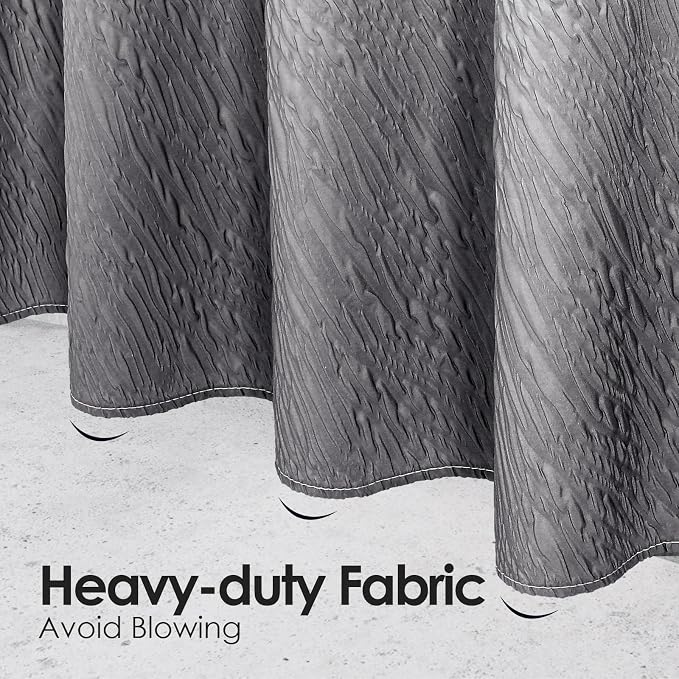 MitoVilla Grey Ombre Fabric Shower Curtain 72 x 78, Farmhouse Long Modern - Image 5