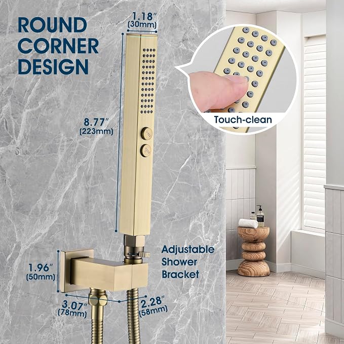 All-Metal High Pressure Square Handheld Shower Head - Image 3