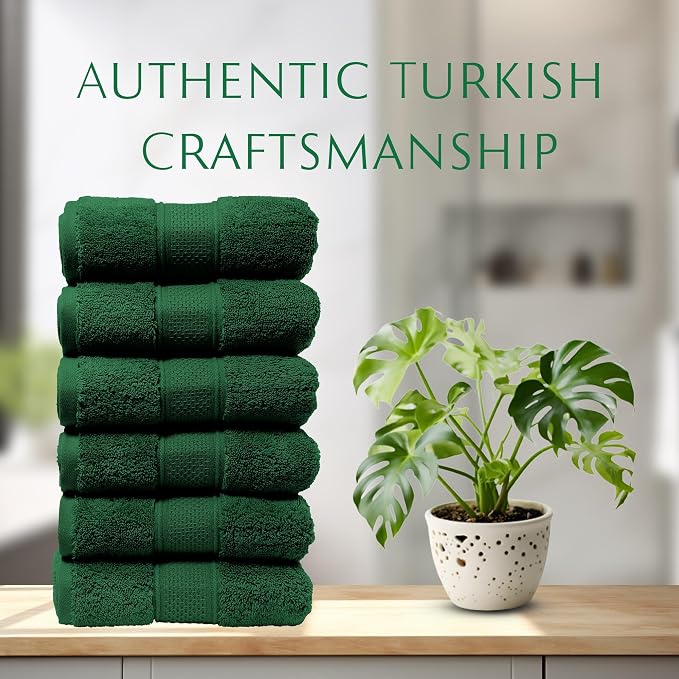 MAURA Hunter Green Hand Towels for Bathroom. Luxury Turkish Cotton Bath Hand - Image 6