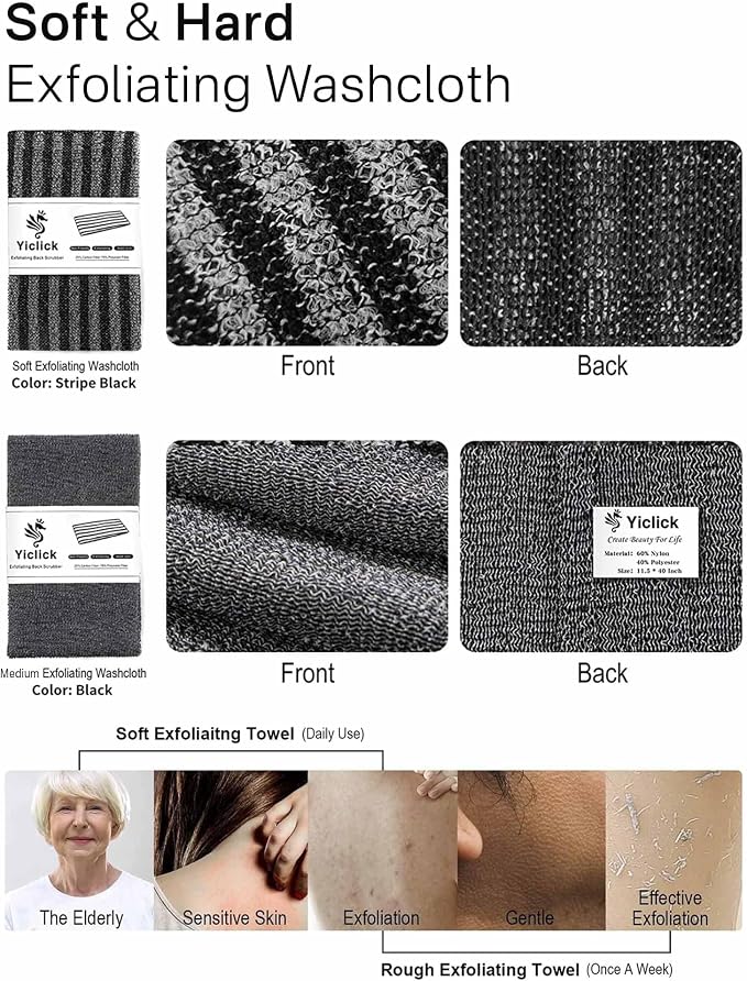 Yiclick 2 Pack Exfoliating Washcloth Towel - Image 6