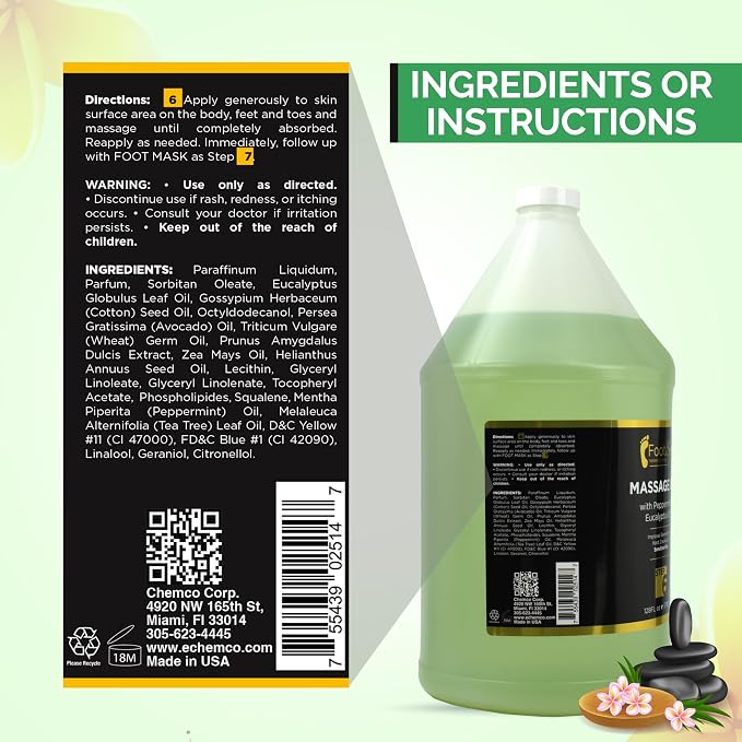 Foot SPA - Massage Oil, Eucalyptus Extract, 128 Oz - Professional Full Body - Image 2