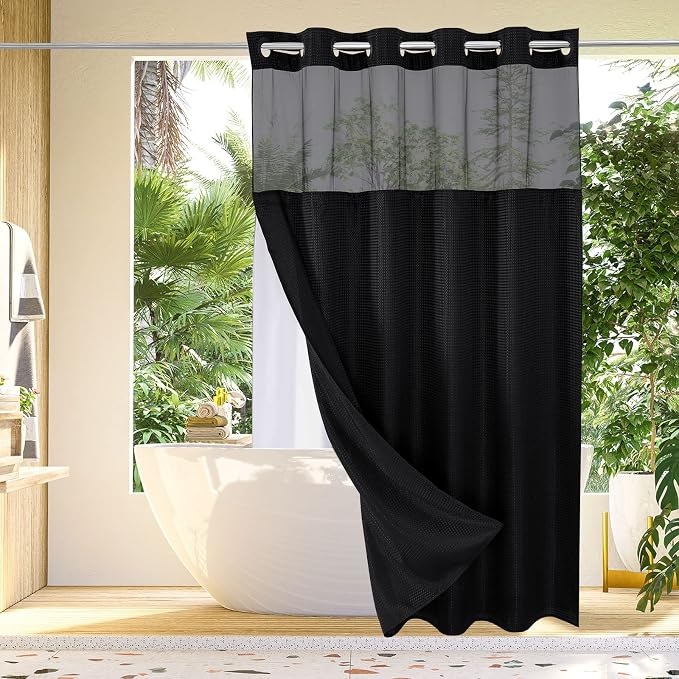 Gibelle No Hook Waffle Weave Shower Curtain by Gibelle