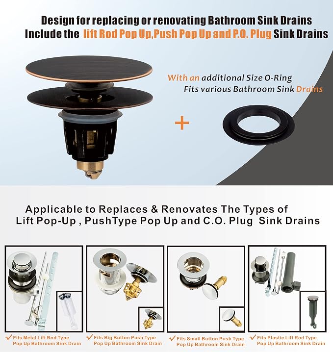 Artiwell Universal Bathroom Sink Drain Stopper, Fits Most Pop-Up Drains - Image 2