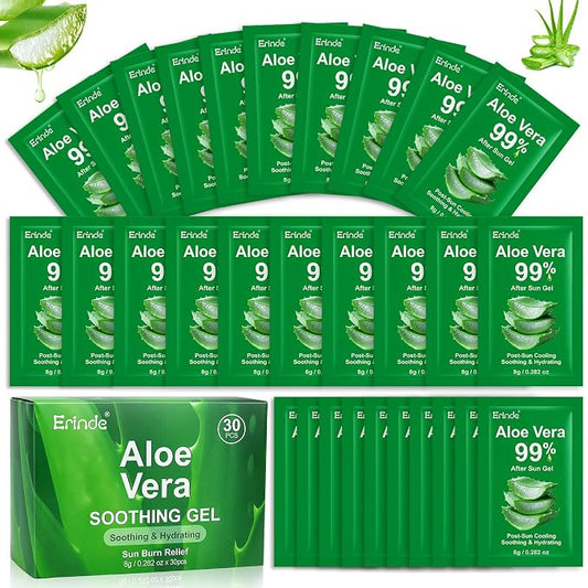 Erinde 30 Pack Aloe Vera Gel for Face, Hair & Body, 99% Pure Aloe Vera Gel for by Erinde
