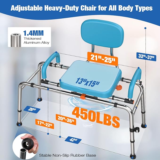 Sliding Shower Chair Tub Transfer Bench - Image 4