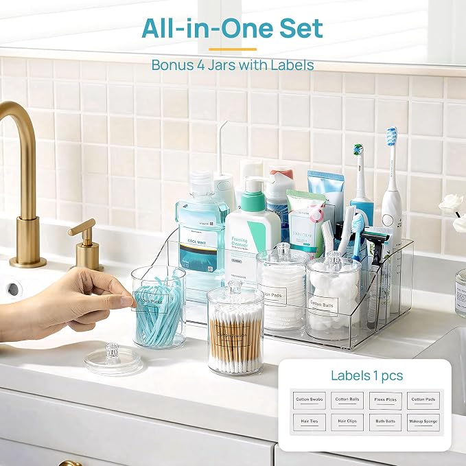 Vtopmart 5 PCS Bathroom Countertop Organizer, 1 Divided Tray - Image 3