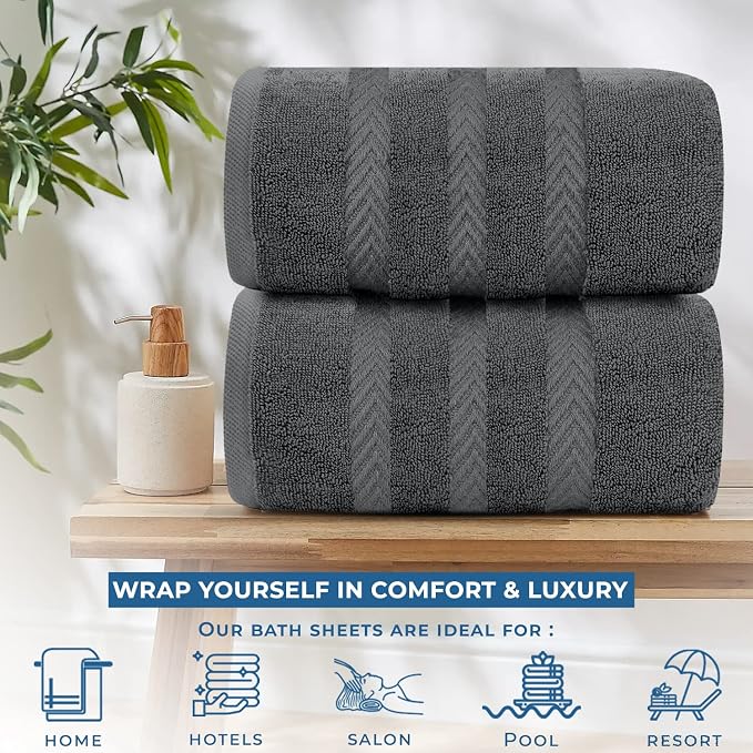 DAN RIVER 2 Pack Luxury Bath Sheets 35x70, 600 GSM, Soft & Quick Dry 100% Ring - Image 6