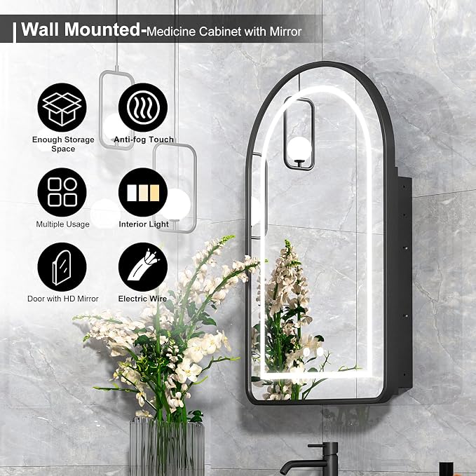 20x31 Inch Arched Medicine Cabinet - Image 6