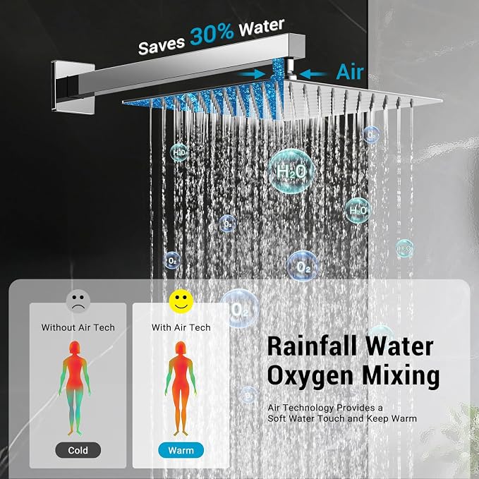 Rain Shower Faucet Set Wall Mounted Rainfall - Image 3