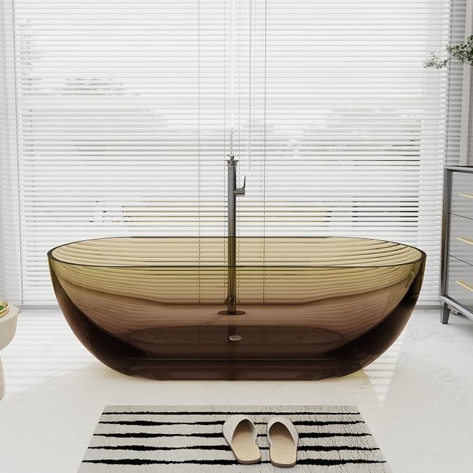 SJ STAR&JANE 69" Solid Surface Freestanding Bathtub Stone Resin Oval Soaking by SJSTARJANE