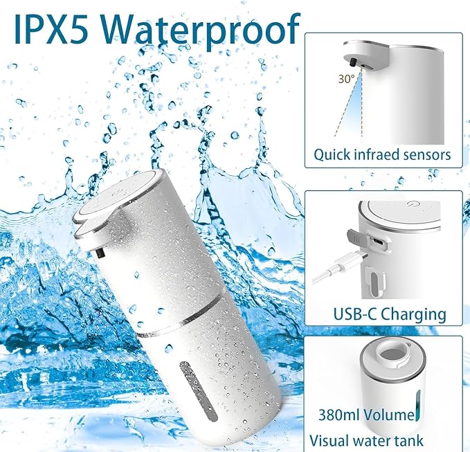 2Pack Automatic Soap Dispenser – Touchless Foaming Soap Dispenser 400ml USB - Image 4