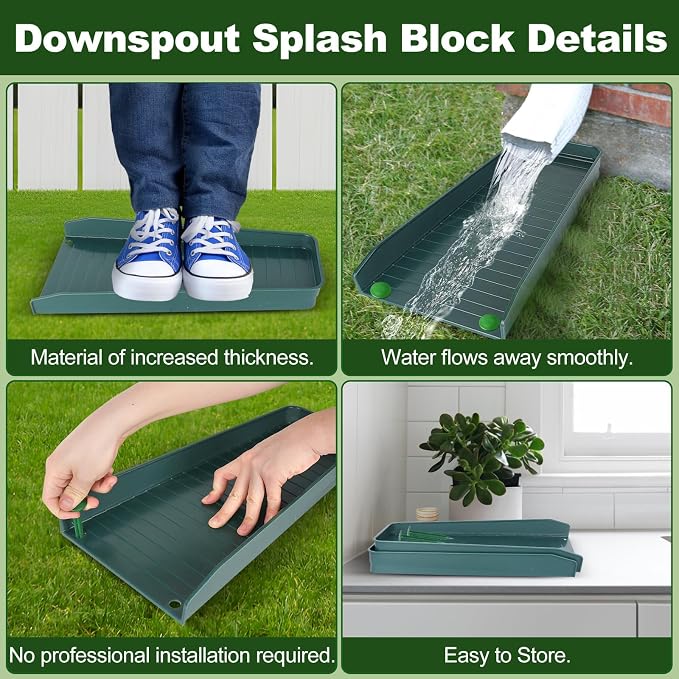 Gutter Downspout Splash Block, 16.3"Drain Gutter Guard Diverter, Gutter - Image 4