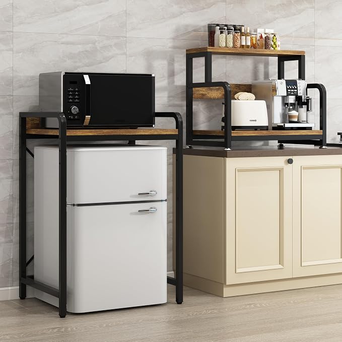 4-Tier Kitchen Bread Rack, Mini Fridge Stand Shelf, Double-Purpose Rack - Image 4