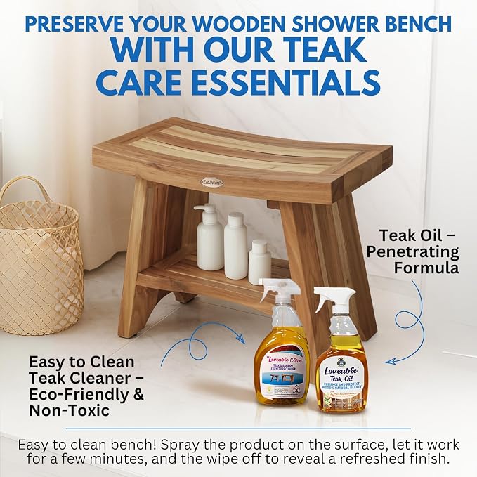 EcoDecors 24 Inch Serenity Teak Shower Bench – Waterproof Bathroom Seat - Image 7