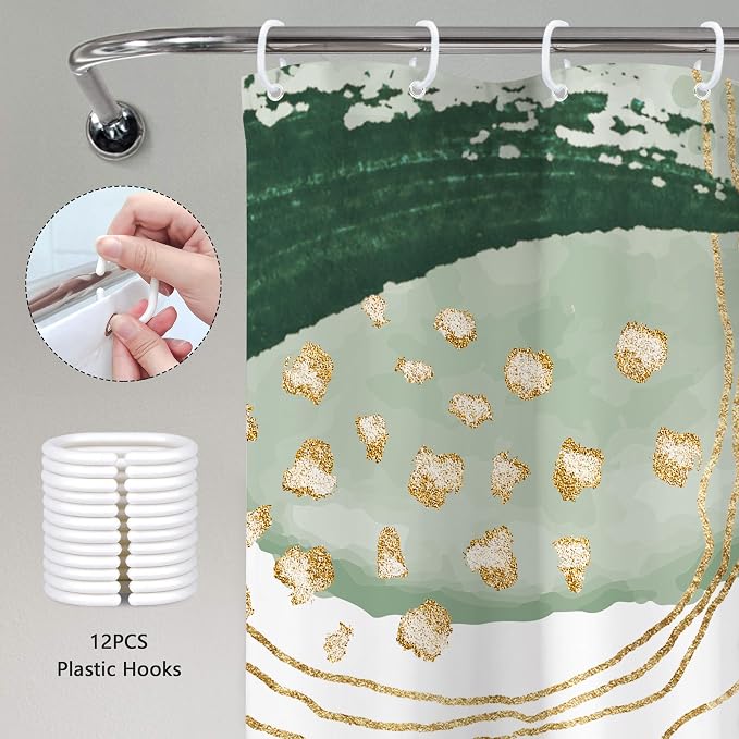 Sage Green Boho Shower Curtain 72Wx78H Mid Century Modern Tropical Palm Leaves - Image 5