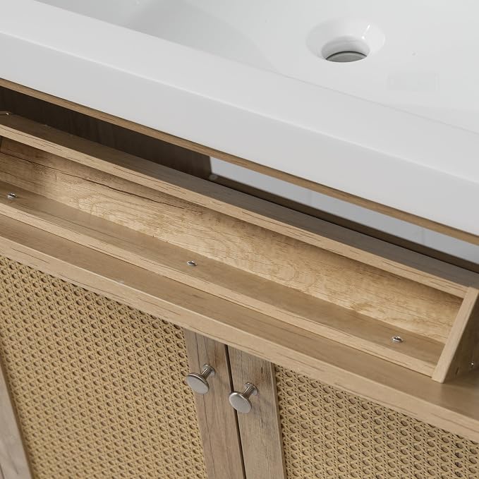 60" Bathroom Vanity with SMC Double Sink, Modern Large Storage Space with 2 - Image 9
