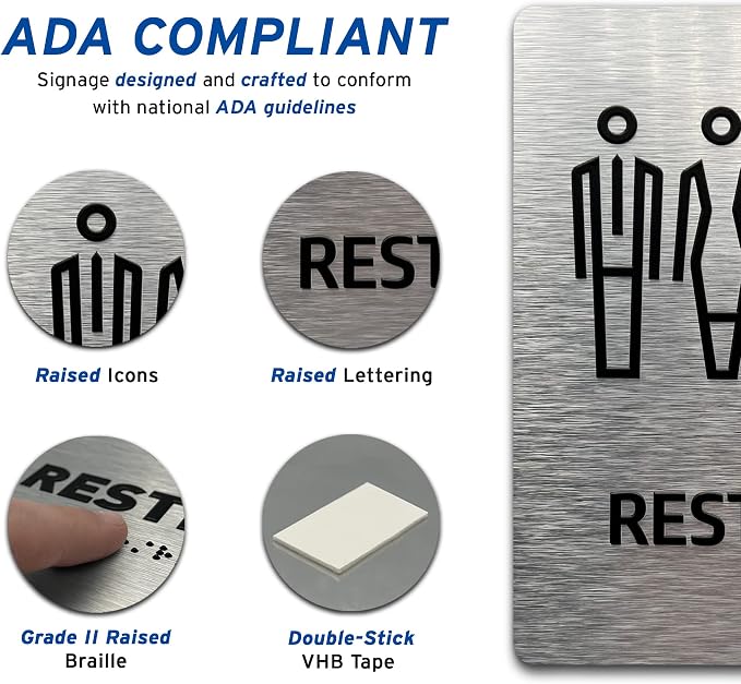 Brushed Aluminum Restroom Sign - Image 5