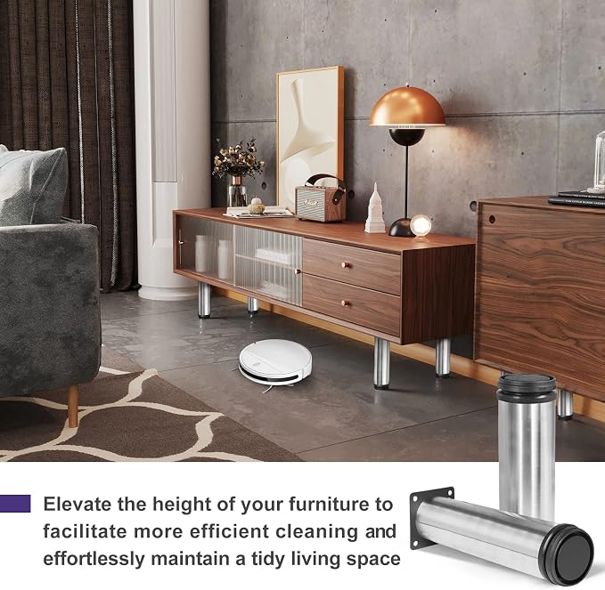 5 Inch Metal Furniture Legs Stainless Steel Adjustable Legs Silver Metal Legs - Image 4