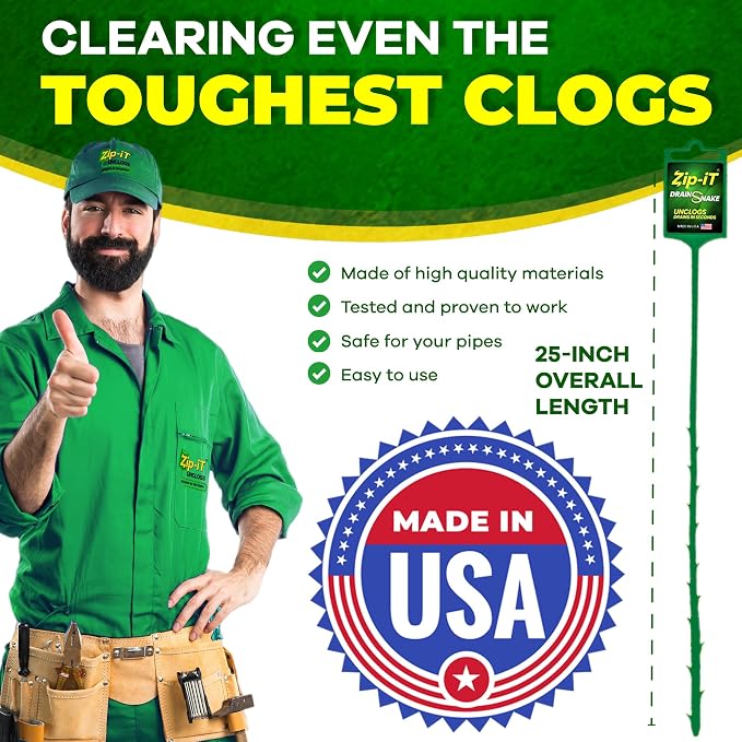 The original Zip-It Hair Clog Remover 25-inch Overall Length Drain Snake Cleaner - Image 5