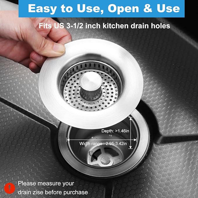 2 Pack Kitchen Sink Drain Strainer & Stopper - Image 3