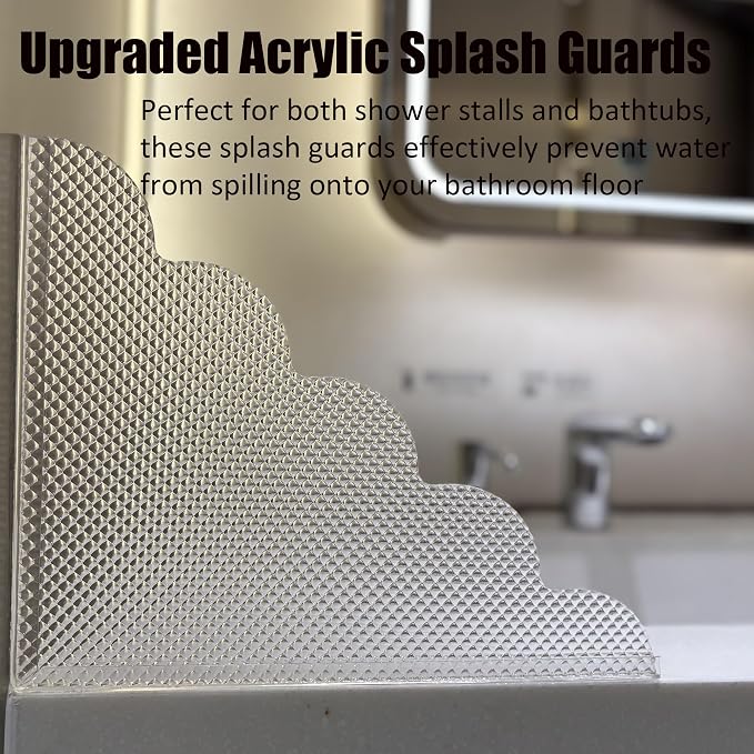 2PCS Shower Splash Guard for Bathtub Corner, 9.1 x 11.5 inches, Adhesive Water - Image 4
