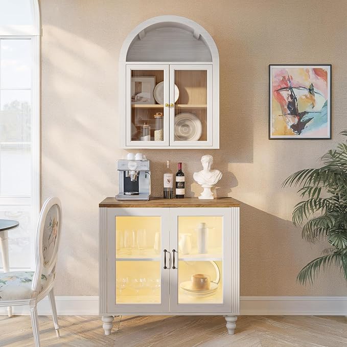 Arched Wall Cabinet, Glass Display Wall Mounted Cabinet - Image 6