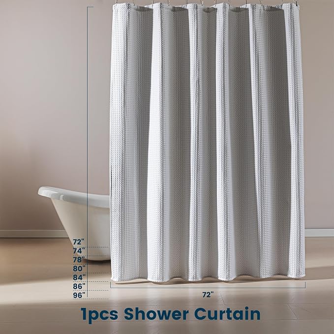 SLEEP ZONE Shower Curtain Liner, Waffle Shower Curtains - Image 5