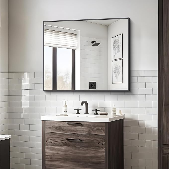 BONEWEI Bathroom Mirror, 30x36 inch Wall Mirror - Image 4