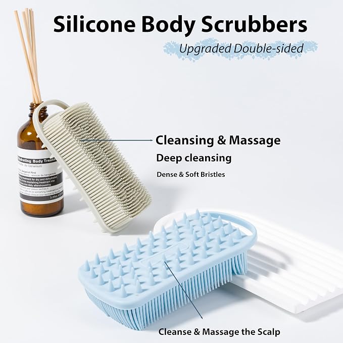 2 PC Silicone Body Scrubber, 2 in 1 Exfoliating Shower Bath Scrubber, Soft - Image 2