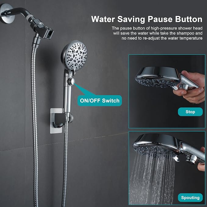 Handheld Shower Head with On Off Switch 8-Mode High Pressure Showerhead with 79 - Image 3