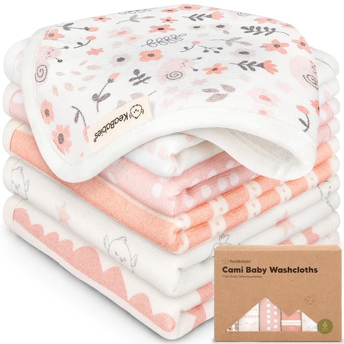 6-Pack Cotton Baby Washcloths for Newborn by KeaBabies