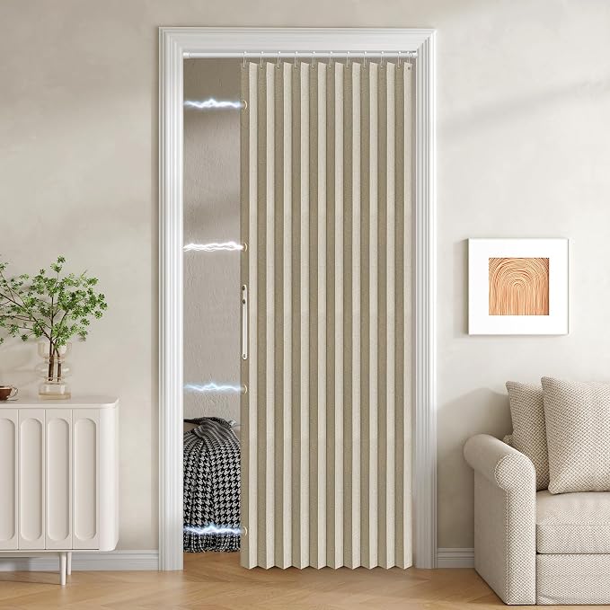 100% Blackout Fabric Folding Door Curtain by JILRON