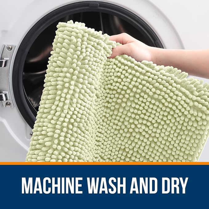 OLANLY Bathroom Rugs 30x20, Extra Soft Absorbent Chenille Bath Rugs, Rubber - Image 5