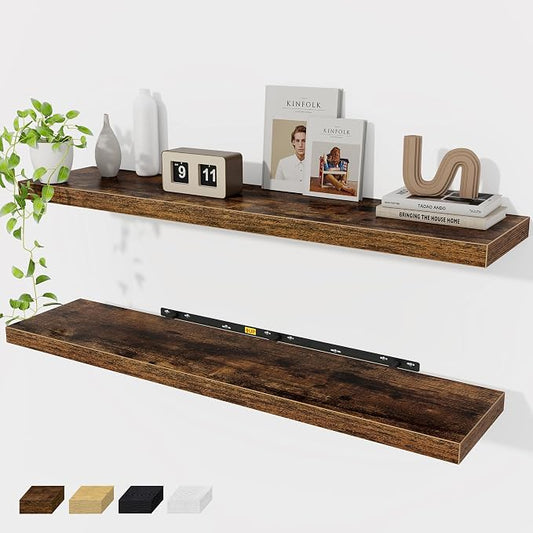 Floating Shelves Wall Shelf 48 Inch, 9.3 Inch Deep Floating Shelf, Farmhouse by FunMemories