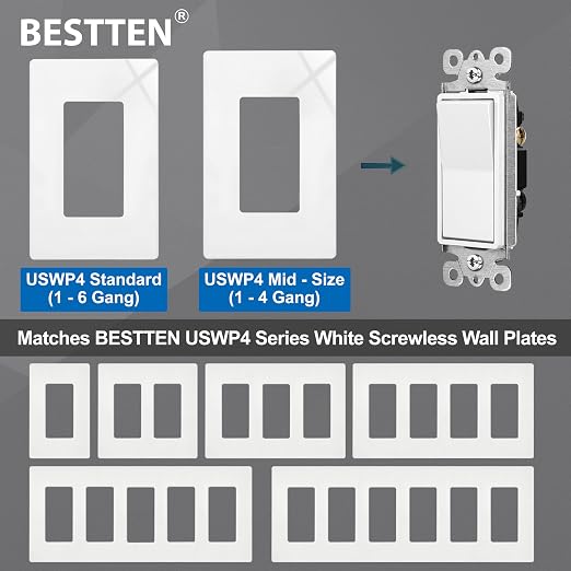 BESTTEN 10 Pack 3-Way Decorator Wall Light Switch - Image 8