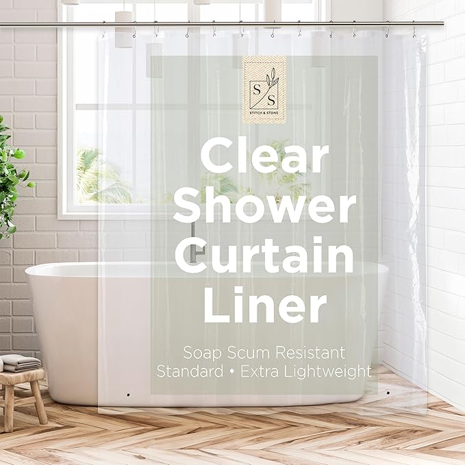 Stitch & Stone Shower Curtain Liner, Premium Extra Lightweight Durable by MainstreamInternational