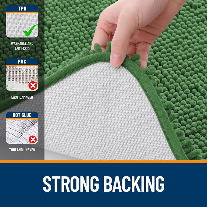 OLANLY Bathroom Rugs 44x24, Extra Soft Absorbent Chenille Bath Rugs, Rubber - Image 6