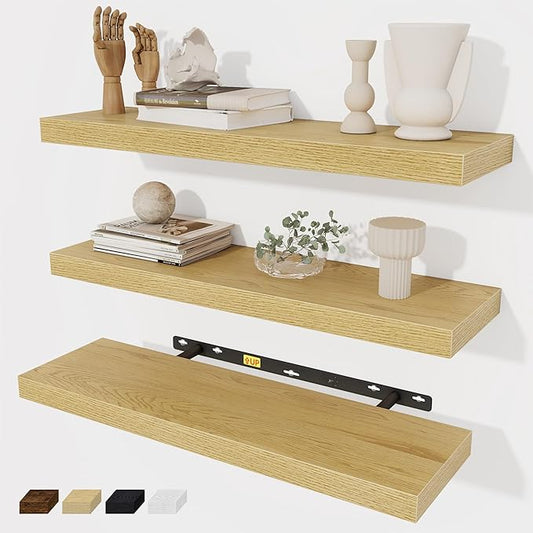 Fun Memories Floating Shelves Wall Shelf 24 inches Long, Farmhouse Bathroom by FunMemories