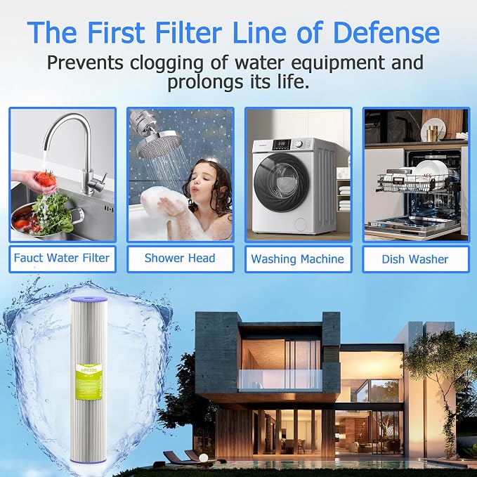 50 Micron Whole House Water Filter Cartridge, Pleated Sediment Filters - Image 7