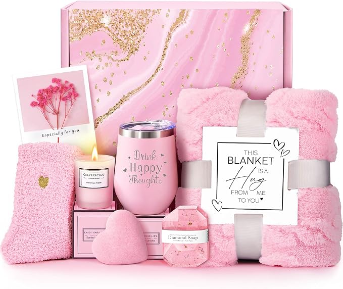 for Women, Self Care Get Well Soon Gifts, Luxury Rose Spa Bath Gift Basket by LECADEAU