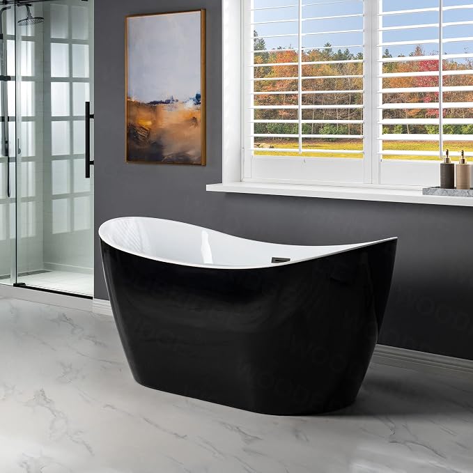 WOODBRIDGE 59" Acrylic Freestanding Bathtub Contemporary Soaking Tub, BTA1816-MB - Image 2