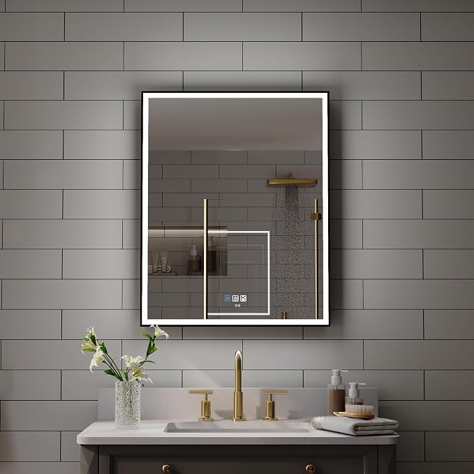 WELLFOR 24" X 30" LED Mirrored Medicine Cabinet, Medicine Cabinets - Image 3