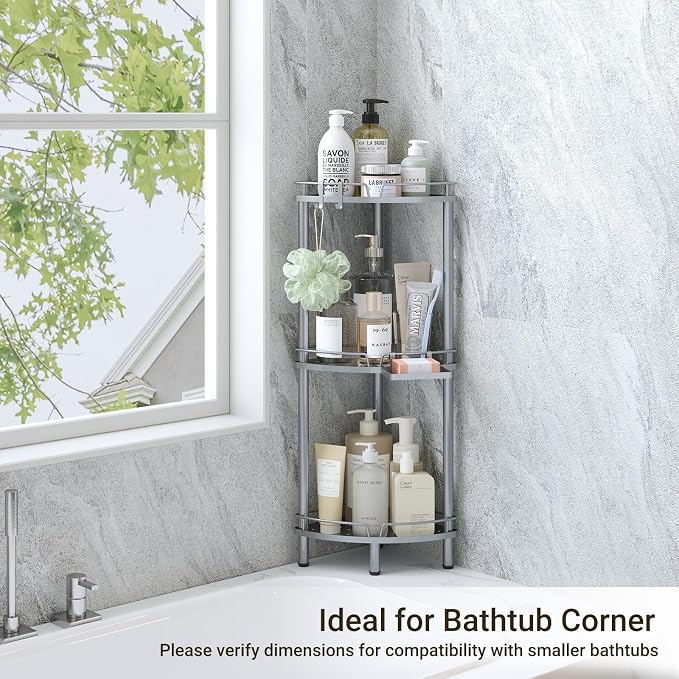 ELYKEN Corner Shower Caddy Standing, 3 Tier Rustproof Metal Shower Organizer - Image 9