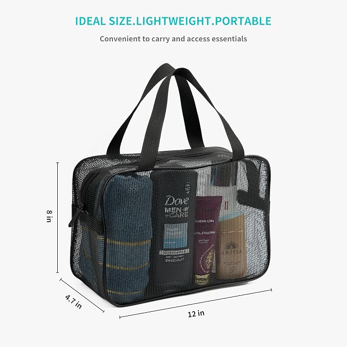 Mesh Shower Caddy Bag for Bathroom Gym Camping Portable Travel Mesh Toiletry - Image 4